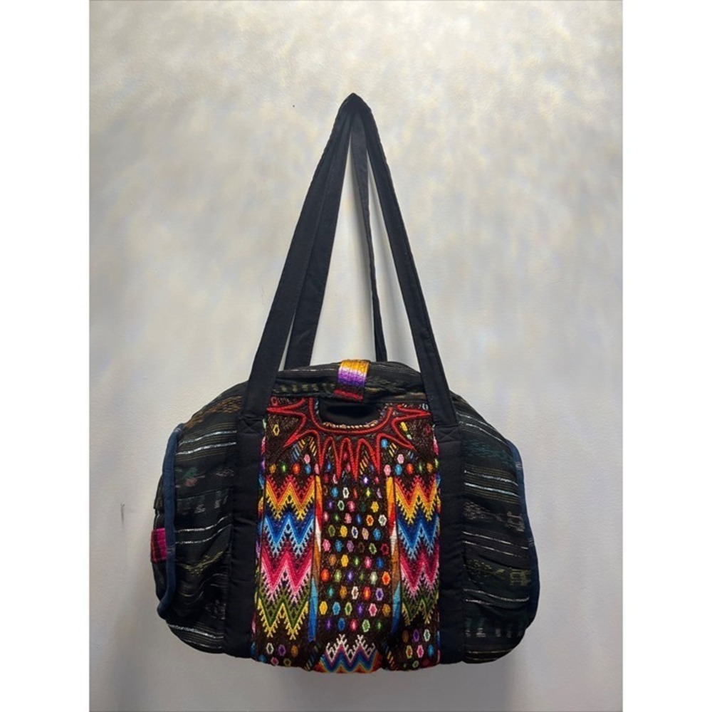 Unbranded Huipil Duffel Bag Unisex Large Black Multicolor Excellent Boho Travel